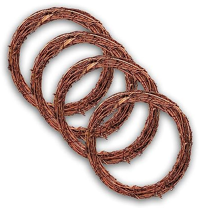 Grapevine Wreath Set, Marrywindix 4 Pieces Natural Vine Branch Wreath Christmas DIY Rattan Wreath Garland for Christmas Holiday Craft Wedding Decor (10 in.)