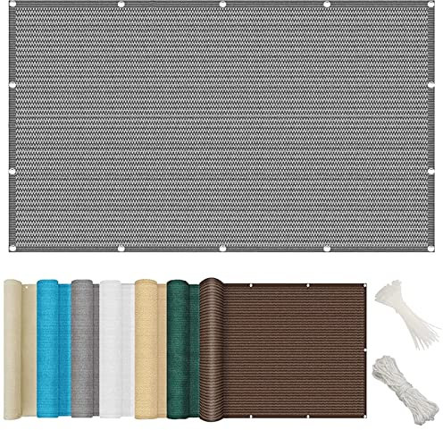 YUANZHI Balkon Sichtschutz Balkonverkleidung 120 x 700 cm HDPE 185g/m², Wetterfest Balkonbespannung mit Ösen und Kabelbinder für Garten, Balkon Terrasse, Grau