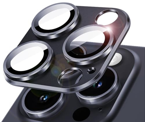 Teenrpov Protection Caméra pour iPhone 15 Pro Max Verre Trempé, Dureté 9H Protection Objectif Caméra [Anti Rayures] Ultra Résistant Film Verre Trempé pour iPhone 15 Pro Max