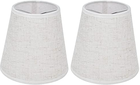 2 Stück Kleiner Lampenschirm, Clip on Glühbirnen Lampenschirme Stoff Lichtschirm Abdeckung Ersatz für E14 Tisch Wand Boden Kronleuchter Lampe, 3,6 x 5,6 x 5,1 Zoll(Weiß)