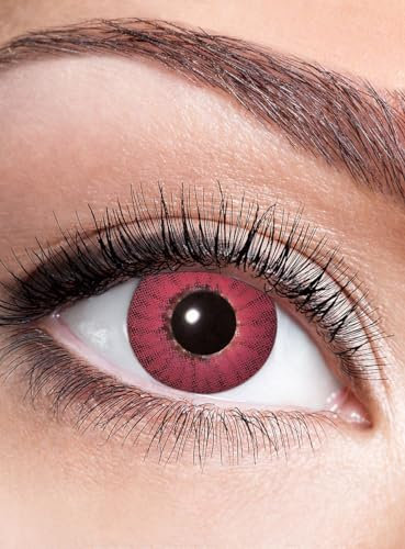 Rote Iris Kontaktlinse/Jahreslinse mit Dioptrien - farbige Motivlinse mit Sehstärke (1 Stück) - Dioptrien: -2,5 - ideal für Halloween, Karneval, Motto-Party