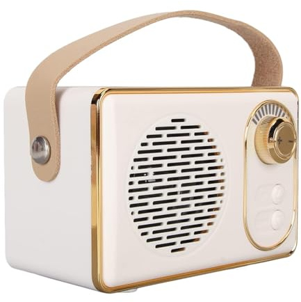 Cyrank Altavoz Bluetooth Retro, Bluetooth Portátiles De Estilo Clásico Antiguo con Subwoofer para Fiesta De Regalos(Blanco)