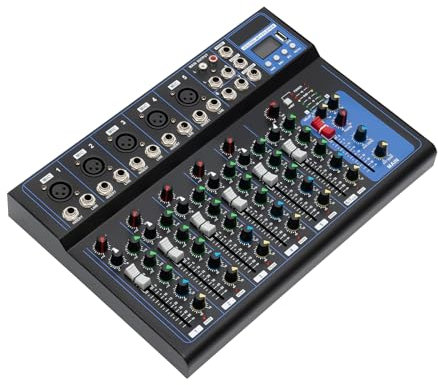 7 Kanal Bluetooth Mixer Sound Mixing Konsole,7 Kanal Professionelle Dj Controller Bluetooth, Audio Mischpult Konsole Verstärker Usb Dj Live Mixer Dj Konsole Verstärker Stereokanal Mischen Konsole