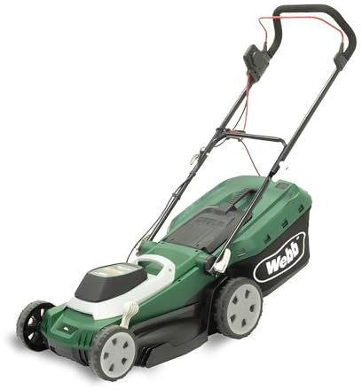 Webb Supreme WEER40RR Electric Rotary Lawnmower with Rear Roller, 6 Cutting Heights, 40cm 16 inch Cutting Width, 1800w Motor, 18 Metre Cable and 45L Collection Bag - 3 Year Guarantee