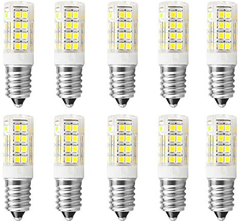 Lot de 10 ampoules LED E14 blanc froid, 5 W, 3000 K, 500 lm, remplace les ampoules halogènes de 50 W, pas de scintillement, lampe de réfrigérateur, intensité non variable, ampoule LED maïs pour hotte