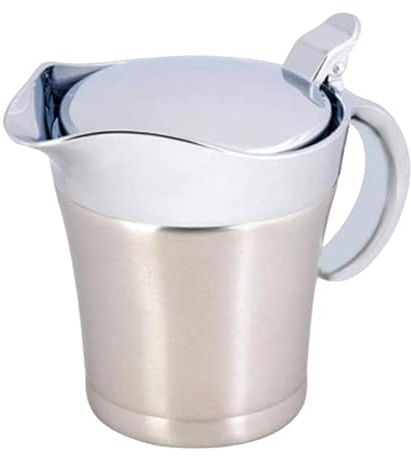 Salsera aislada, jarra de acero inoxidable de 450 ml con forma ergonómica