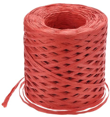 QUARKZMAN Cinta de Artesanía de Papel de Rafia 1/4 Pulgada 218 Yardas Cordel de Rafia para Envolver Navidad Regalos Manualidades DIY Rojo