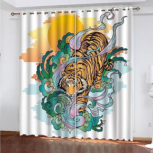 Verdunkelungsvorhänge Kräuselband Tier Tiger Totem 2 X 91.5 X 214 Cm Set Kindergardinen Mädchen Verdunkelungsvorhänge Mit Ösen Blickdichter Kinderzimmer Schlafzimmer Vorhang -2B6X1A6C2T3I6X9S8C4V4T8O8