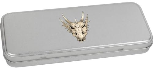Azeeda 'Dragon Skull' Metal Hinged Stationery Tin/Storage Box (TT00237844)