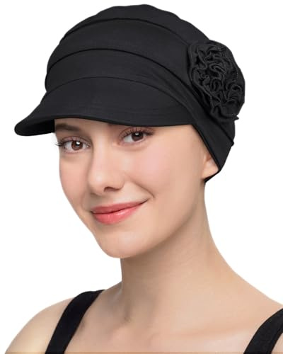 Chemo Headwear for Women Summer Cool Cancer Cap for Chemotherapy Patients Lightweight Hats Black