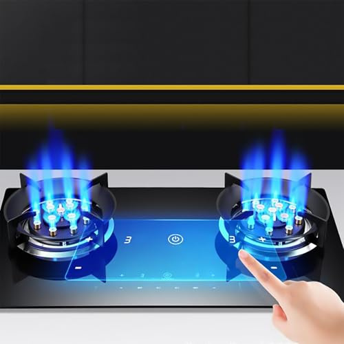 Fornello A Gas 5.2KW - Portatile Fornello A Gas, Cucine A Gas Con Accensione Elettronica A Impulsi Da Tavolo E Da Incasso, Fornello A Gas A Doppio Bruciatore Touch Control Con Funzione Timer(NG)