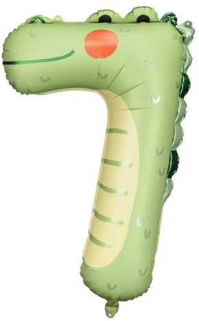 Foil Crocodile Number 7 Birthday Balloon, 49 x 73 cm