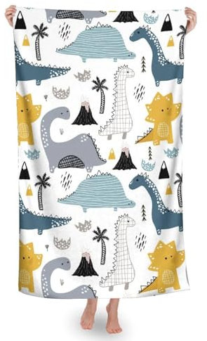 Strandtücher, Süßer Lustiger Dinosaurier Stranddecke Sandfreie Duschtücher Mikrofaser Schwimmhandtücher Für Fitness Reisen Wandern 80X130Cm