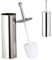 Top Home Solutions® Toilet Brush And Holder - Freestanding, Stainless Steel Chrome Finished Toilet Brush Holder with Lid Cover For Hygienic & White Plastic Brush Head