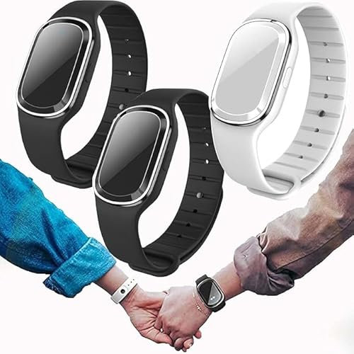 Moskito Pro Bracelet,Mosquito Repellent Bracelet,Mosquito Repellent Watch,Ultrasonic Mosquito Repellent Bracelet Watch,USB Rechargeable Anti Mosquito Repellent (Black*2+White*1)