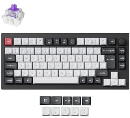 Keychron Q1 HE Custom Mechanical Knob Keyboard, Hot-Swappable Full Metal with Hall Effect Gateron Double-Rail Magnetic Nebula Switch, 2.4 GHz/Bluetooth/Wired Gaming Keyboard -UK Layout Carbon Black