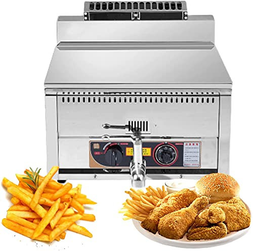 Cesta de freidora de Grasa Comercial Freidora de Gas de encimera Comercial, freidora de Gas, Cocina al Aire Libre de propano GLP, freidora de Grasa de Acero Inoxidable con Cesta extraíble, f