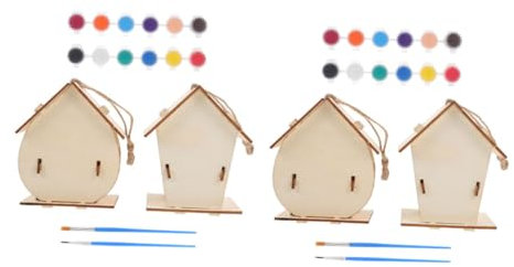 UPKOCH Holz Vogelhaus Diy Vogel Nest Junge Mädchen Graffiti Motiv Hängendes Vogelnest Zum Selbermachen Und Dekorieren