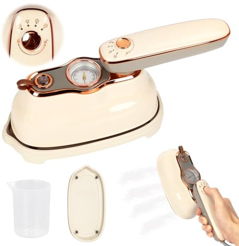 Qivine Ferro da Stiro a Vapore Portatile Girevole a 180° 1200w Macchina da Stiro Riscaldamento Rapido Anni 20s 3 Modalità di Stiratura Ferro a Vapore per Casa e Viaggi Beige