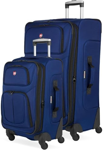 SWISSGEAR Sion Softside Expandable Spinner Luggage Durable Lightweight Travel Suitcase, Blue, 2-Piece Set (21/29)