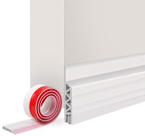 Vinabo Paraspifferi Porta,100 x 5cm Guarnizione Sottoporta in Gomma,Facile e Veloce da Installare,Isolante Termico Porte Ideale Anche per Protezione da Suoni,Freddo,Antipolvere e Anti (Bianco)
