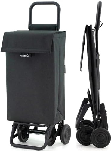 GARMOL Carro de la Compra Plegable 48 Litros | Carro de la Compra 4 Ruedas Gran Capacidad | Carrito Compra 4 Ruedas Plegable Color Negro
