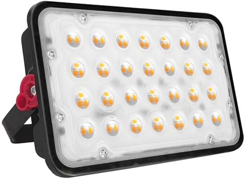 CREATESTAR Focos LED Exterior 50W, 5000LM IP66 Impermeable Proyector LED Exterior, foco exterior de Floodlight, Blanco cálido 3000K, luz de inundación para garaje almacén jardín patio