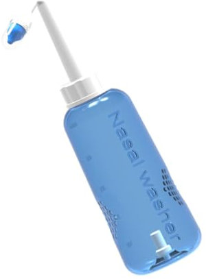 TOVINANNA Nasenspülung 500ml Nasenreinigungsflasche aus Kunststoff mit 2 Aufsätzen für Sanfte Reinigung von Nase bei Erwachsenen und Kindern Blau