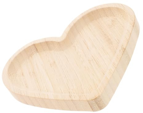 TIDTALEO Heart Shaped Wood Tray Small Wood Tray Wear-Resistant Khaki Decorative Unique Style Large Capacity Kitchen Serving Dish Will Not Deform