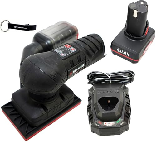 HEADNMORE® Parkside Performance® Lijadora orbital inalámbrica 12V PASSP 12 + llavero HEADNMORE® (1 batería 4 Ah)