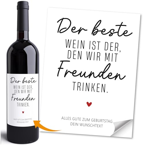 Moonworks® Weinetiketten personalisiert Flaschenetiketten selbstklebend Geschenkidee Geburtstag Besondere Anlässe Weingeschenk Schwarz unisize