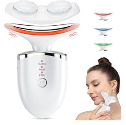 Face Massager Electric Lifting Device: Facial Neck Lift Machine 45°C Heat EMS Microcurrent Massage - 3 LED Colors Light Toning Skin Wand Anti-Wrinkle Anti-Aging Tightening Beauty Tool for Women