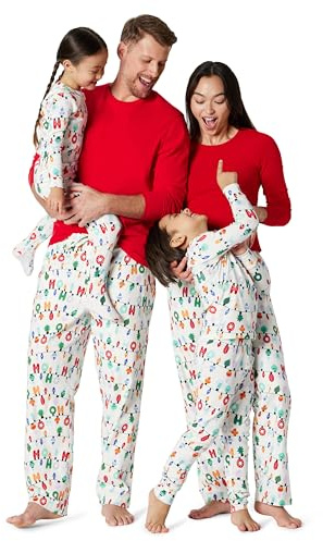 Amazon Essentials flanellbyxa och långärmad t-shirt pyjamasset, Festliga lampor, M