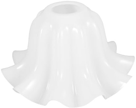 White Plastic Flower Lamp Shade E27 Socket 4.2cm Aperture | Translucent Blossom Form, Diffuses Light, Quick Installation for Studies and Wall Sconce Use
