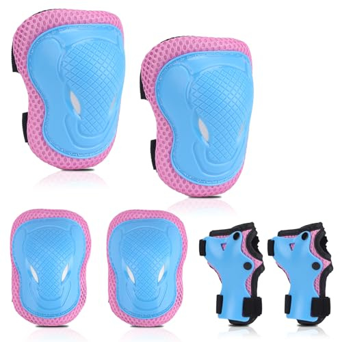 BURSUNLY Knieschoner Kinder Schoner Inliner Kinder, Verstellbare Kinder Protektoren, Knie und Ellenbogenschützer für Kinder, Knieschützer für Inliner Fahrrad Skates Rollschuhe