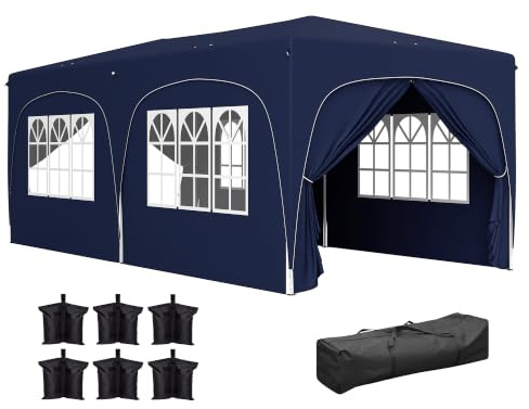 Outsunny Pavillon ca. 3x6m Wasserabweisend Stabil Winterfest Dunkelblau
