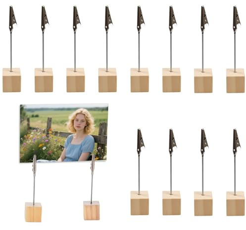 BOULESENM 12 Pièces Porte Cartes de Table, Porte Photos, Supports Photo, Supports Photo avec Clips pour la Décoration de la Maison, Bureau, Décoration de la Maison, Fête, Supports de Cartes
