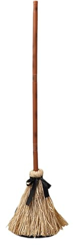 Escoba de bruja - Escoba de paja de arroz, es,coba de cepillo de Halloween de 110 cm - bricolaje animada con efectos de luz y sonido hecha de madera, ideal para porches, fiestas, decoración i