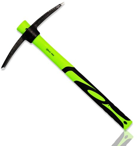 Xforst X-PF40N Pioche de Jardin 40cm – Mini Pioche à Manche en Fibre de Verre & Tête en Acier Forgé Carbone – Outil de Jardinage, Désherbage & Camping