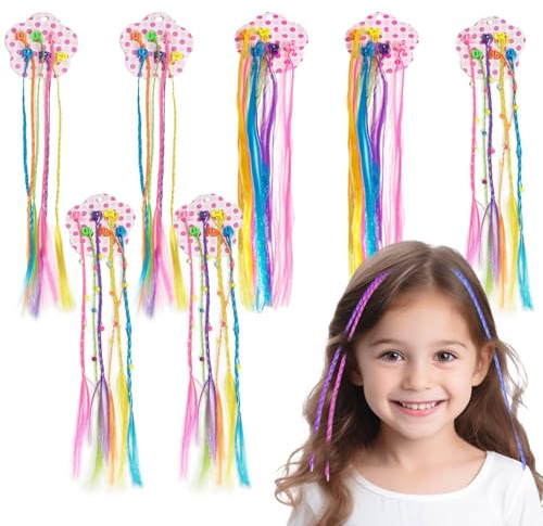 Funalix 42 Stück Bunte Haarsträhnen Kinder | Haarsträhnen zum Einklipsen mit Haarclips | Hair Tinsel & Haarsträhnen zum Einflechten | Party Haarverlängerung für Mädchen & Kinder