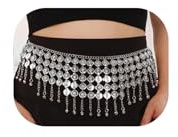 CCAIPU Monete di Boemia Catena in Vita per Danza Ventre Cintura per Fianchi Monete Gonne Cintura a Catena Accessorio per Donne (Argento)