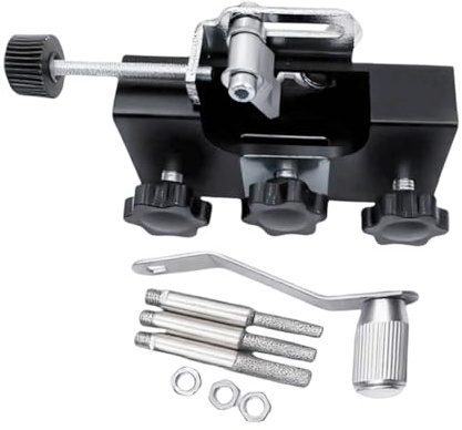 Fenteer Aiguiseur de Chaîne Scie Affûteur Pratique Manuel Alliage D'Aluminium à Manivelle Portable pour Chaînes avec Têtes de Meulage Diamant Réglables Convie, Noir