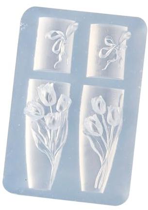 Moule en silicone floral haute définition pour créer des ongles, des accessoires de broderie avec détails en relief de tulipes