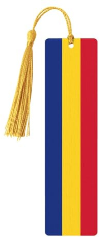 Flag of Romania Wooden Bookmark Craft Hanging Tags Ornaments Rectangular Bookmarks with Holes and Ropes