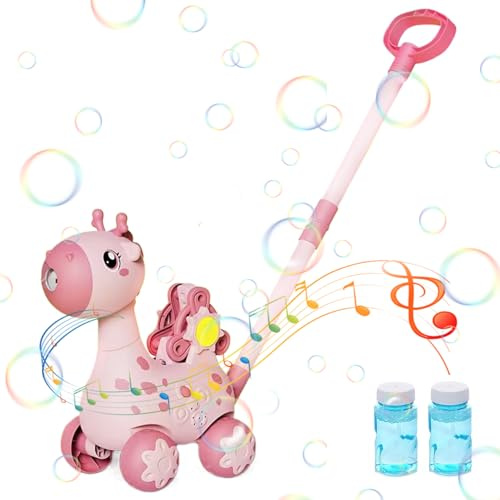 Cortacésped de burbujas automático con dibujos animados burbujeantes funciona con pilas con LED y solución máquina musical de ciervos para jardín para niños pequeños pilas no incluidas (estilo 1)