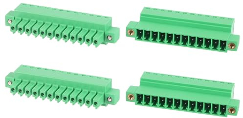 sourcing map Connettore a morsettiera a vite a 12 pin, passo 3,81 mm, 300 V, 8 A, montaggio su PCB, con flangia, per moduli di alimentazione audio fai da te