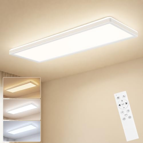 ZMH LED Deckenleuchte, Deckenlampe Dimmbar mit Fernbedienung 58x20cm Weiß | 24W 3700LM Panel Küchenlampe Decke Backlight Design für Küche Schlafzimmer Badezimmer Büro Wohnzimmer