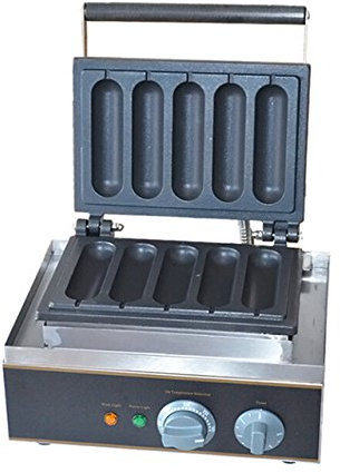Hanchen Muffin Hot Dog Maker Baker Commercial Hot Dog Machine 5 PCS No-Stick Waffle Maker for American corn dog |Cream stick FY-5 with CE 220V