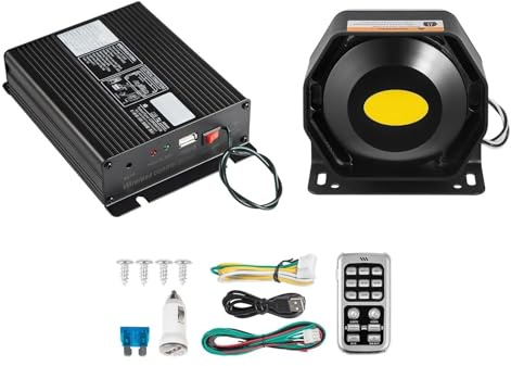 200W 12V Loud Car Warning Alarm Police Fire Siren PA Speaker MIC System For All Specific Vehicles Easy Installation and Wide Compatibility(Suit A)