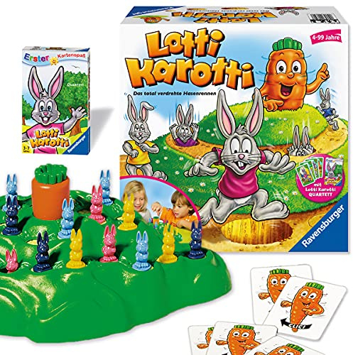 Ravensburger Lotti Karotti, Board Game for Children and Adults, 2-4 Players, from 4 Years, Includes Lotti Karotti Quartet Card Game [Exclusive to Amazon]